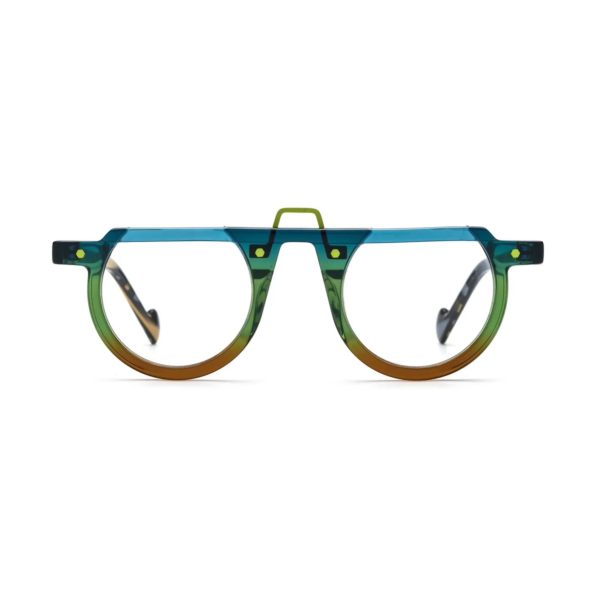 VoyueLens™ Lime Tortoiseshell Round Eyeglasses – Front View – SKU VL19383-C1